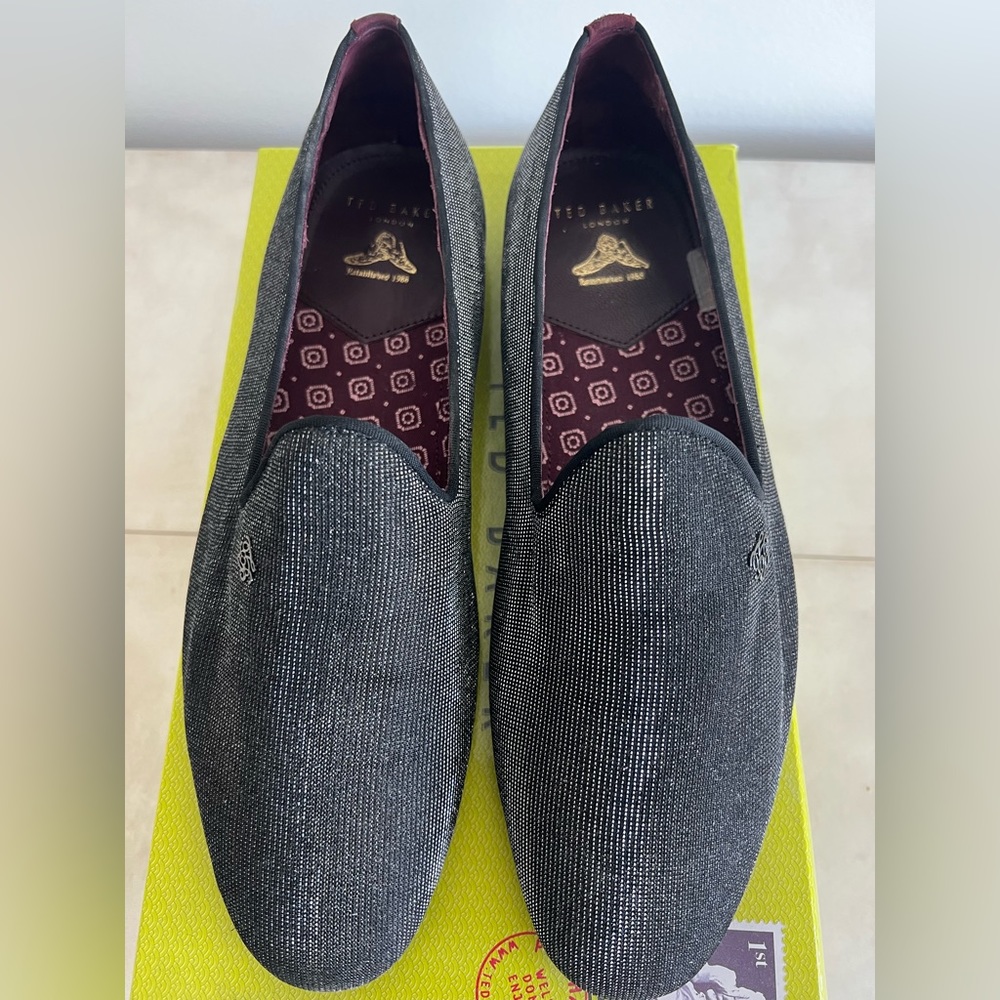 Ted Baker Men’s Smoking Slippers / Loafers size UK 9 in black/grey